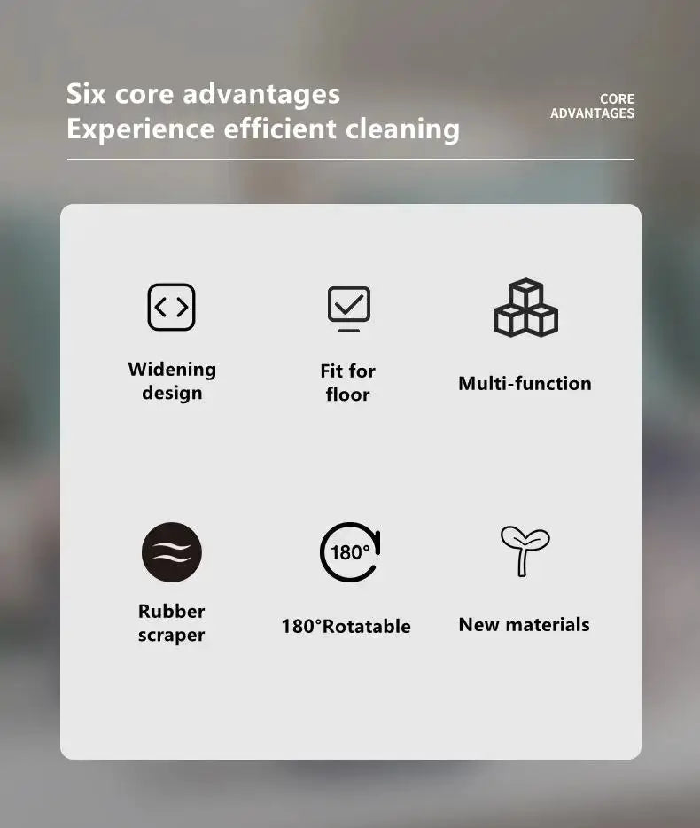 Simples Market 180° rotatable rubber broom silicone mop – six core advantages cleaning infographic
