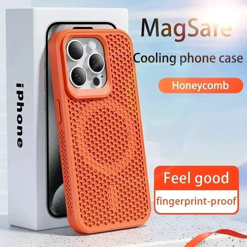 AeroShield Cooling Heat Dissipation Phone Case for iPhone 11 Pro Max to 17 Pro MagSafe Compatible Breathable Hard Back