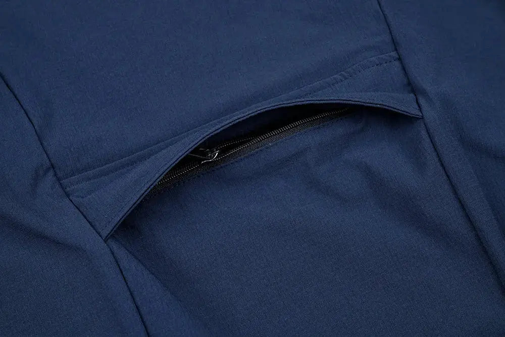 DAREVIE cycling vest in navy with back zipper pocket detail