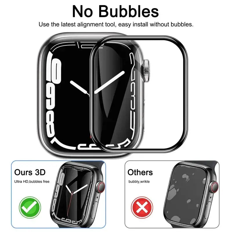 Simples Market Apple Watch screen protector, 3D film not tempered glass, fits 40–49mm Series 9–SE