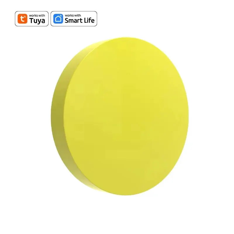 Yellow circular Zigbee smart wireless button switch compatible with Tuya Smart Life