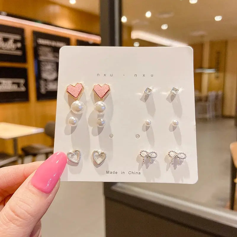New S925 Silver Needle Stud Earrings Set For Women Girls Simple Cute Exquisite Mini Jewelry Gift Wholesale Direct Sales