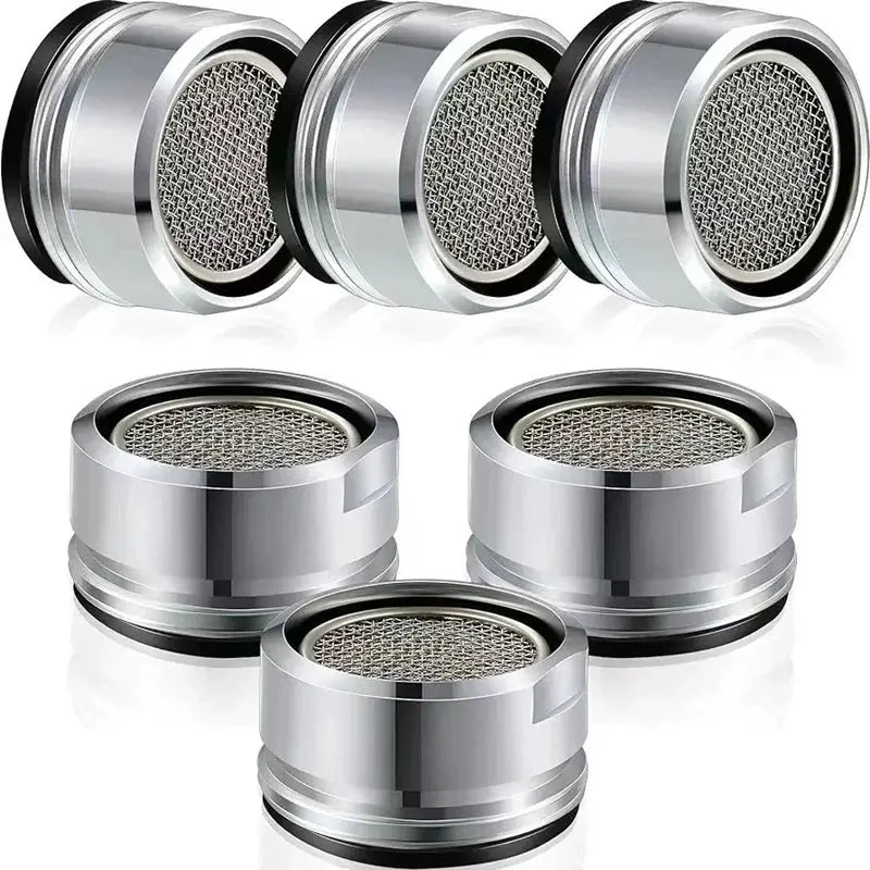 Brass faucet aerator set, six-piece, with replaceable filter mesh, 24mm thread, chrome finish by Simples Market