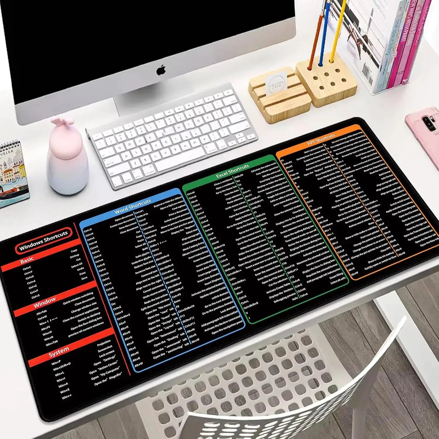Spanish Excel Word Windows PPT Cheat Sheet Keyboard Mouse Pad For Office Workers And Students Office Desk Mat