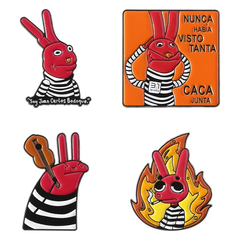 Funny Cartoon Animal Enamel Pins Set Red Eared Animals Brooches Lapel Pins For Backpacks Gift For Friends