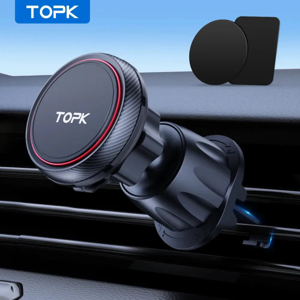 Topk Magnetic Car Phone Mount 360 Rotation Air Vent Holder N52 Magnets