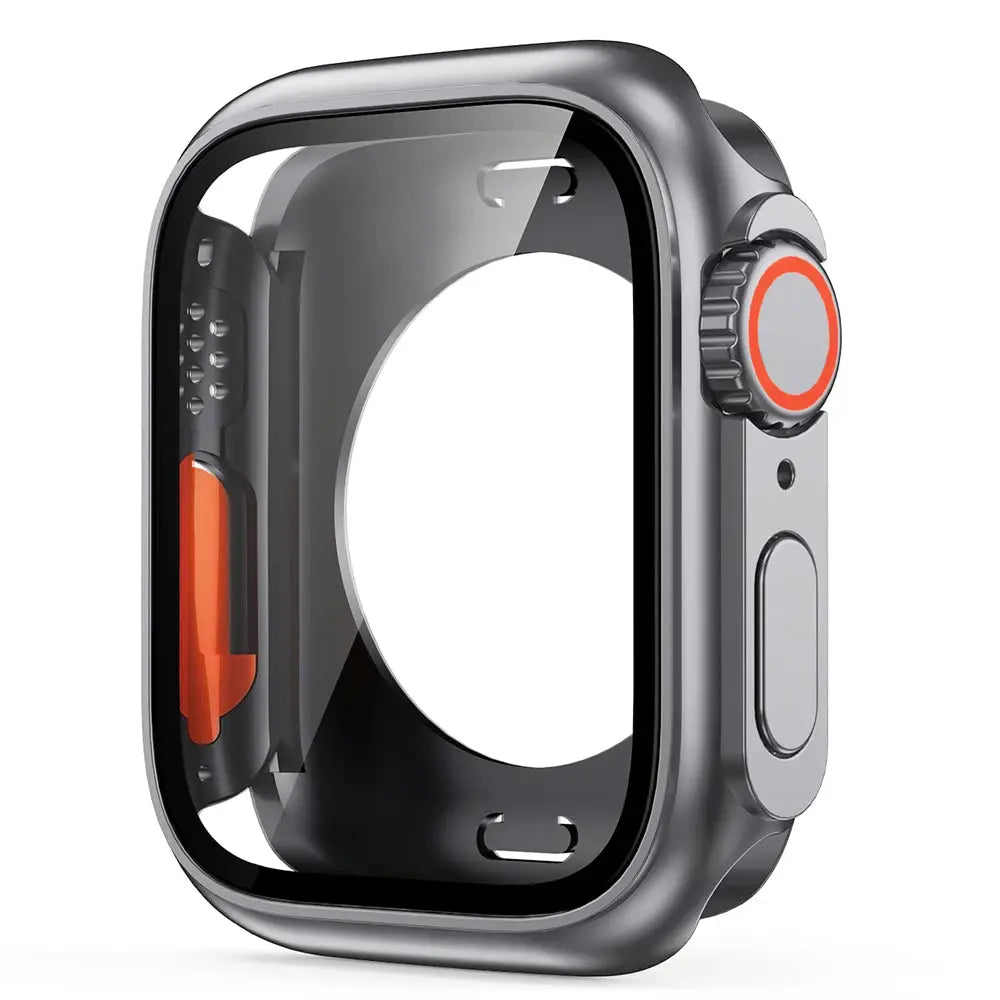 Apple Watch gray hard PC bumper case with clear front/back protector for 40–46mm watches