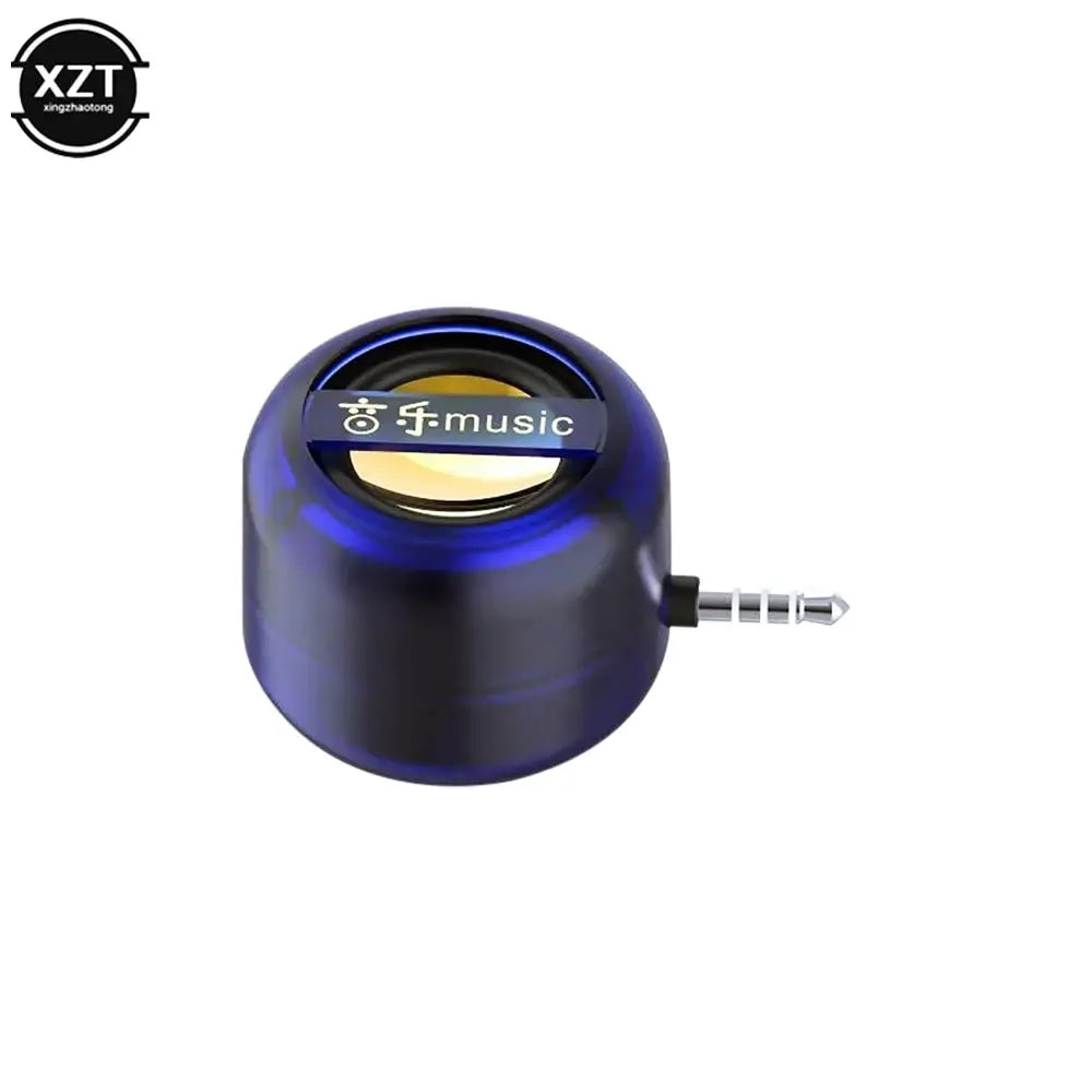 Portable blue translucent mini speaker with 3.5mm audio jack