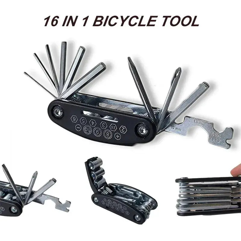 16 In 1 Mountain Bike Portable Socket Multipurpose Wrench Screwdriver Tool Set For Bicycle And Motorcycle Repair