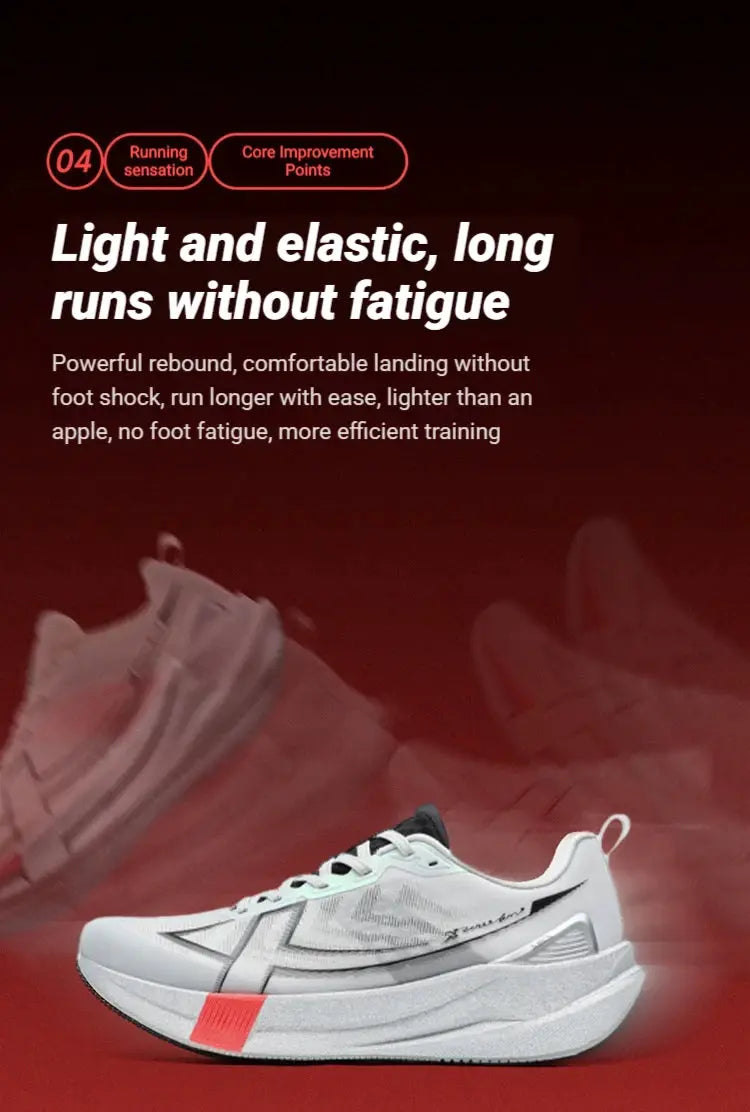 Xtep 2000km 5.0 men's running sneakers, white with mint-green accents and chunky cushioned sole