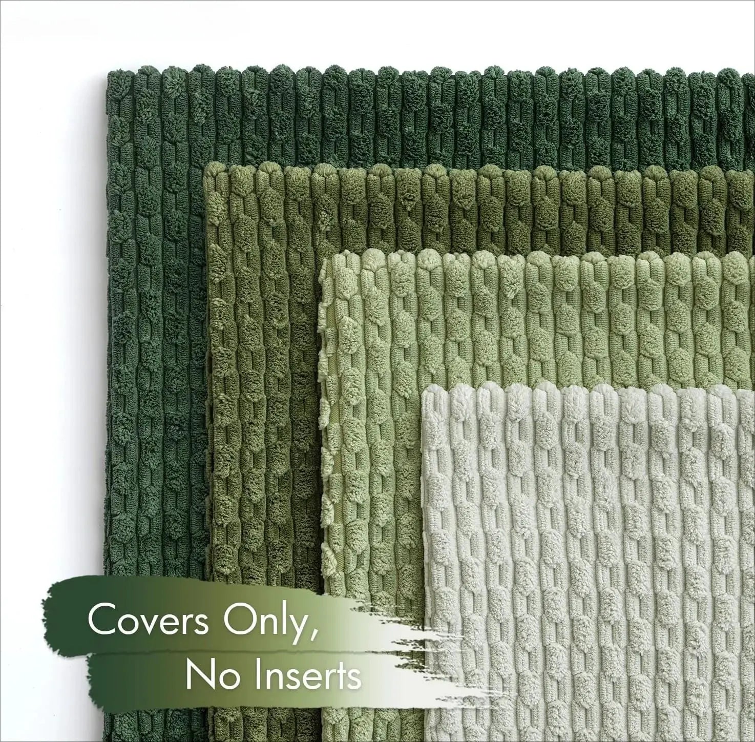 Simples Market green striped corduroy throw pillow covers, 20 x 20 in, farmhouse boho decor