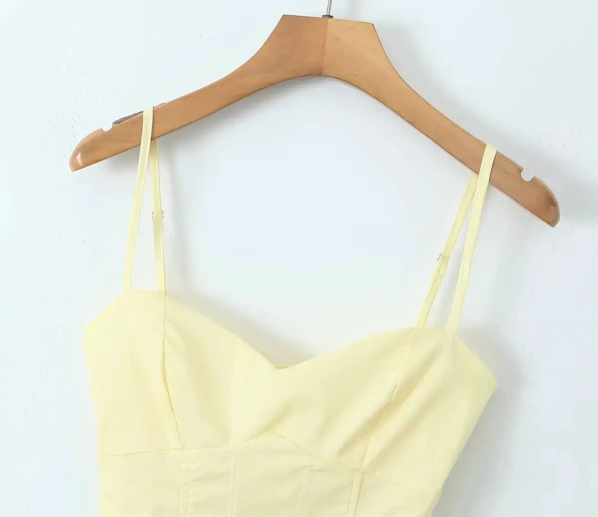 Yenkye Sexy Elegant Fishbone Waist Mini Dress Yellow Lace Up Back