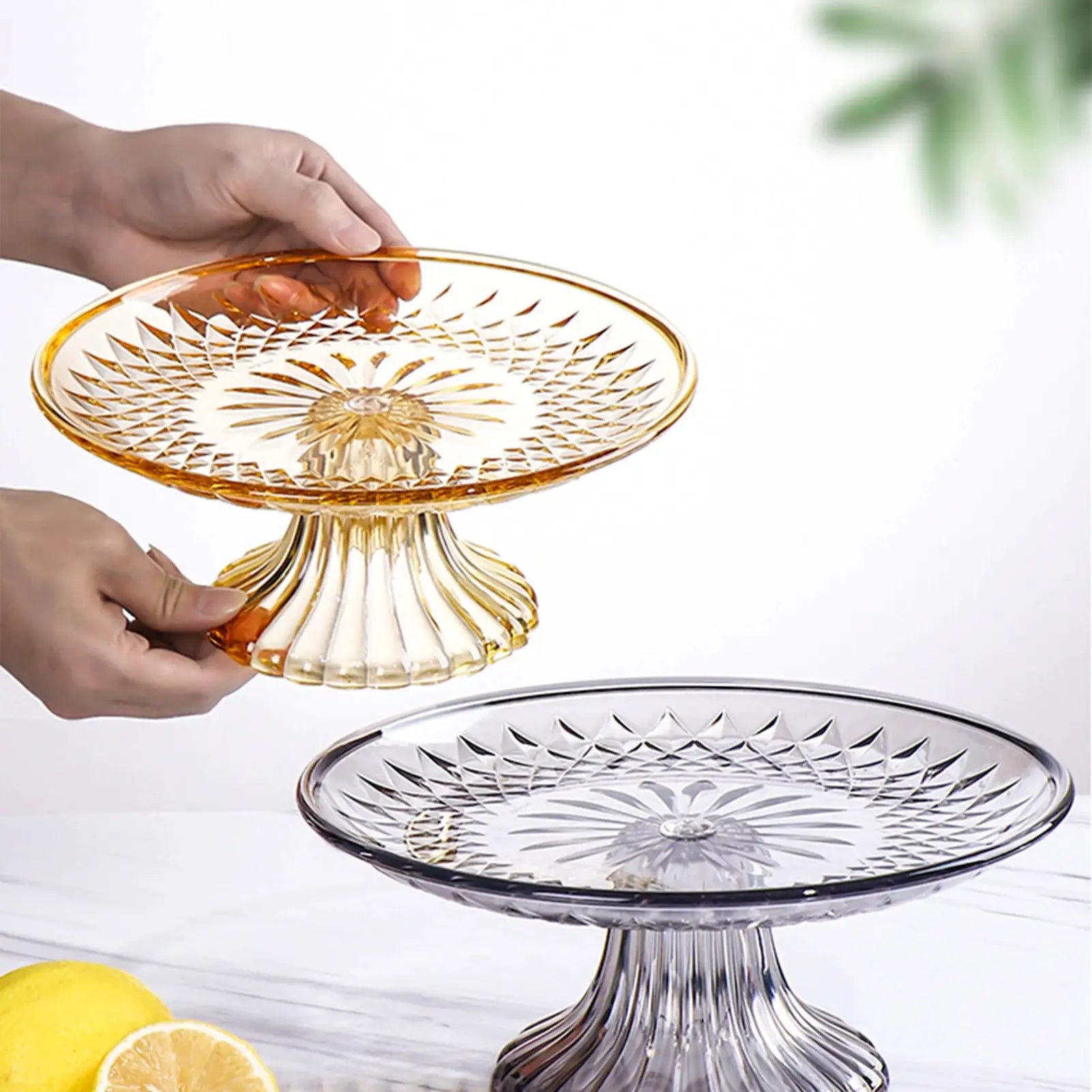 Clear Acrylic Serving Plates Set 15 20 25 30cm Dessert Tray Stand