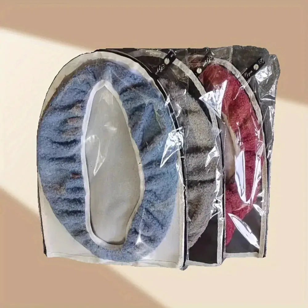 Simples Market 3-piece toilet seat cushion set; blue/gray/red thickened winter cushions with zippers, machine washable.