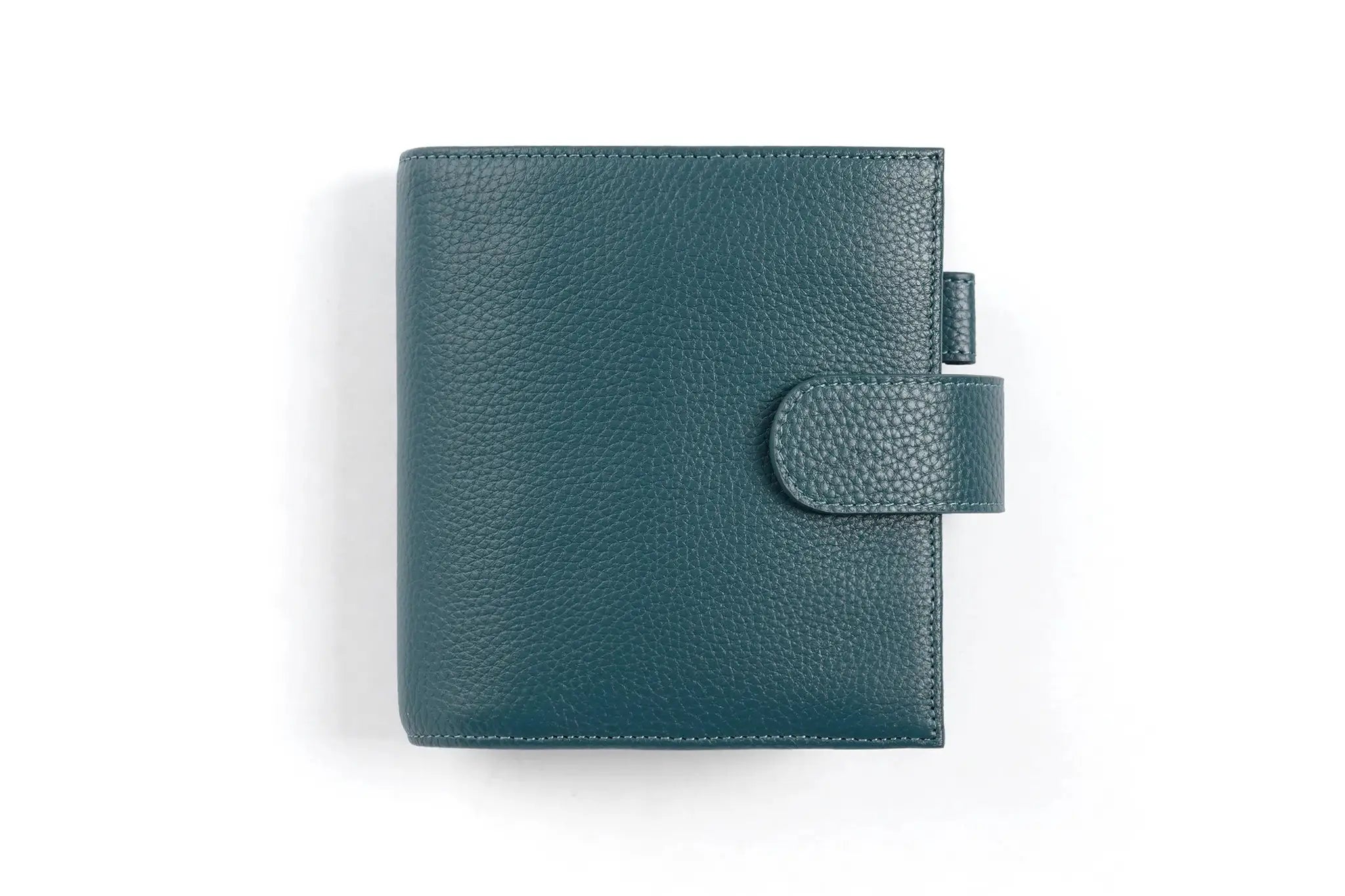 Moterm Luxe 2.0 pocket planner in teal pebbled grain leather with strap closure