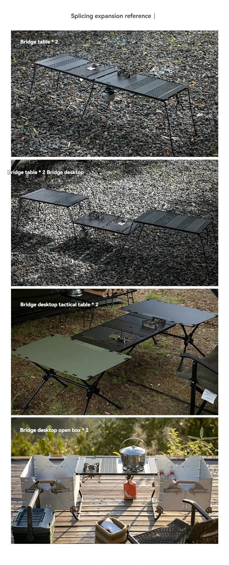 Camping table CK-25BK-1PIGT by Simples Market, black metal modular setup for outdoor stove use