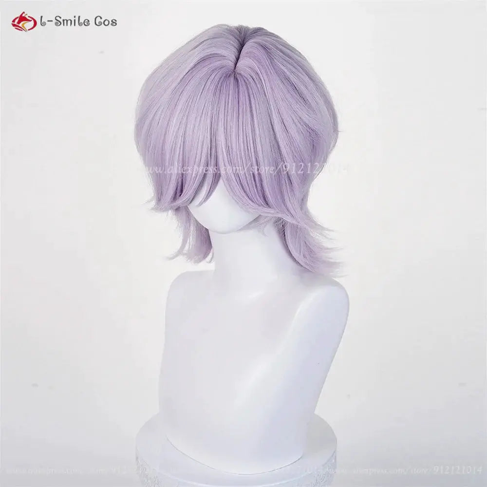 Cosplay wig lavender short bob with bangs, heat-resistant synthetic hair, Simples Market