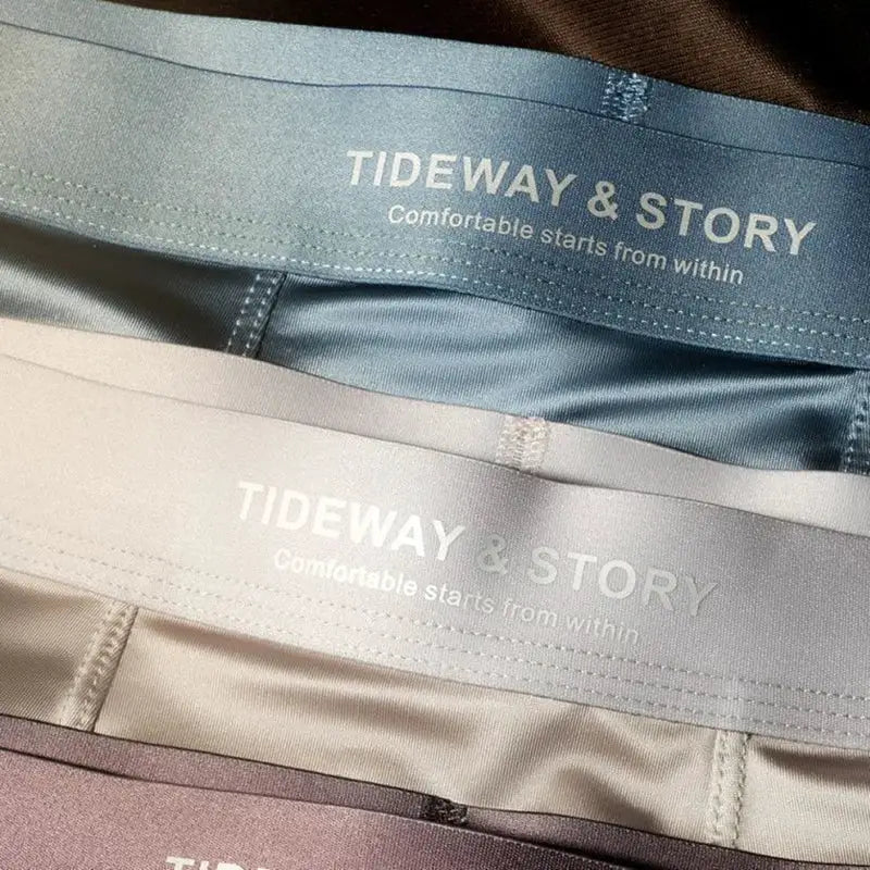 Men's underwear 4-pack by Tideway & Story, satin silk breathable shorts in assorted colors