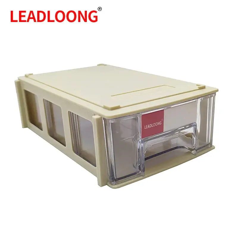 LEADLOONG screw parts organizer, 8/16-piece mini drawer storage bin in beige with clear front drawers