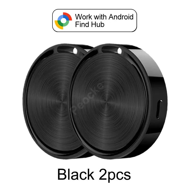 Black Bluetooth GPS tracker discs, 2pcs, compatible with Android Find Hub