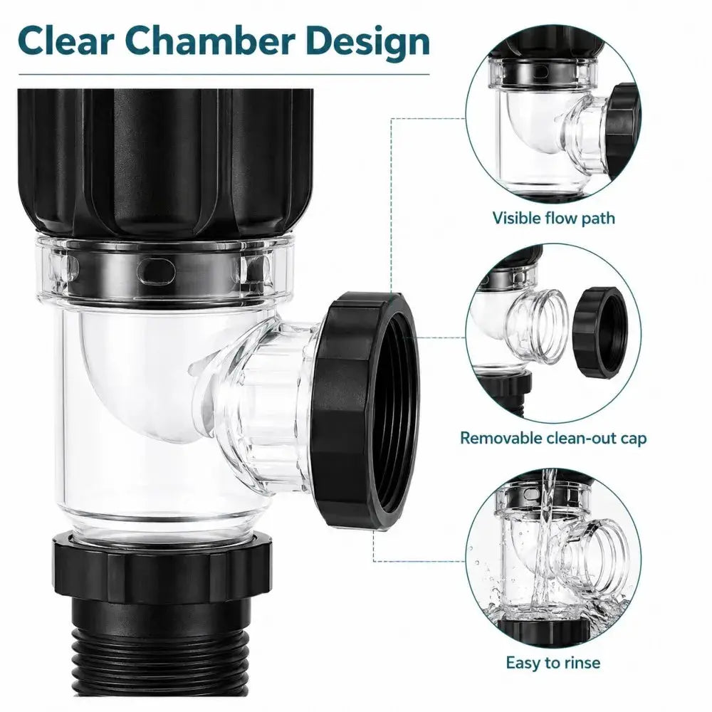 Simples Market bathroom sink drain kit with clear ABS chamber and stainless steel top-side outlet; 1–5 pieces