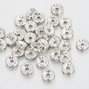 100 Pcs Silver Color Crystal Rhinestone Spacer Beads for Bracelets and Necklaces Jewelry Making DIY Components