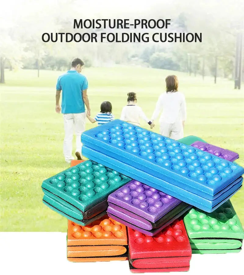 Simples Market camping foam pad; waterproof outdoor folding cushion in blue, green, purple, orange, and red