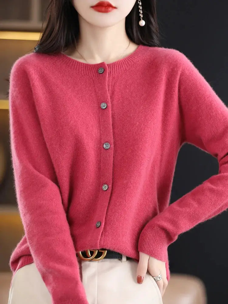 Everluxe Merino Wool Cardigan For Women With One Hundred Percent Australian Merino Softness For Autumn And Winter