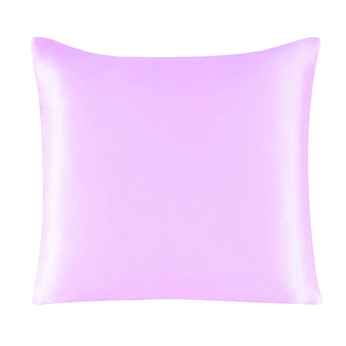 Silk pillowcase with zipper, solid lavender color, 40x40 cm square cushion cover.