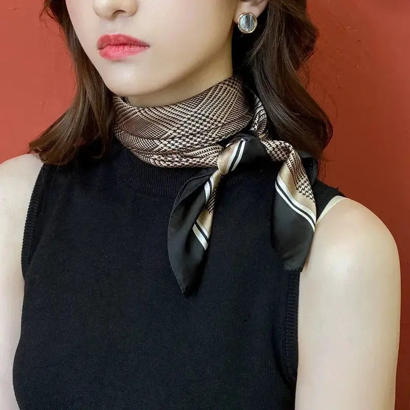 LuxeSilk Dot Print Silk Satin Neck Scarf 70 By 70 Cm Elegant And Versatile Hair Accessory For Women