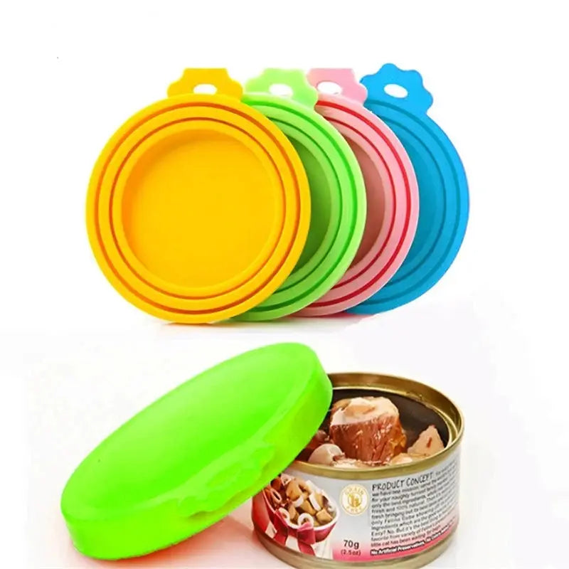 2 Pack Reusable Silicone Pet Food Can Covers for Dogs and Cats Universal Fit Airtight Tin Lid Seal with Spoon