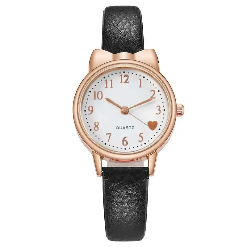 New Fashion Kids Digital Dial Girls Watch Leather Strap Quartz Movement Durable Timepiece Gift