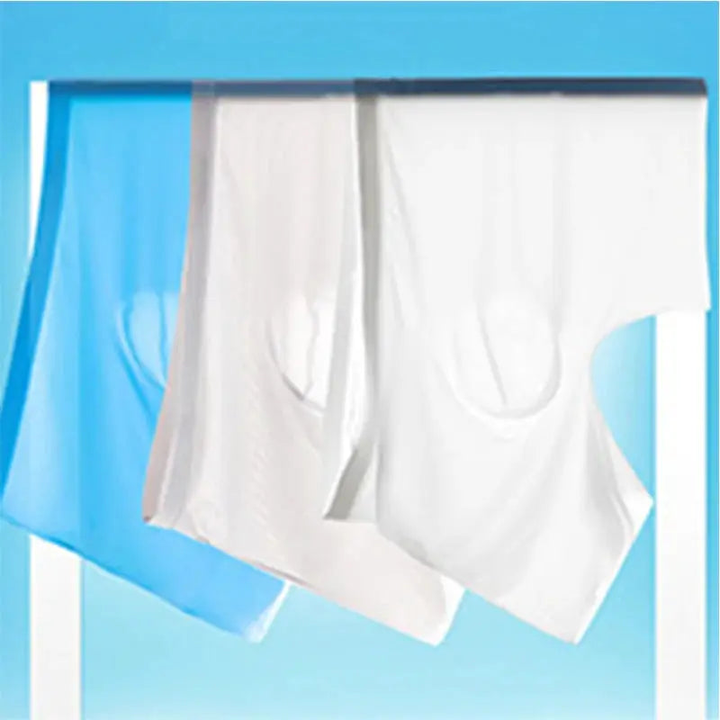 Men's Summer Ice Silk Ultra Thin Breathable Seamless Boxers Briefs Underwear All Day Comfort