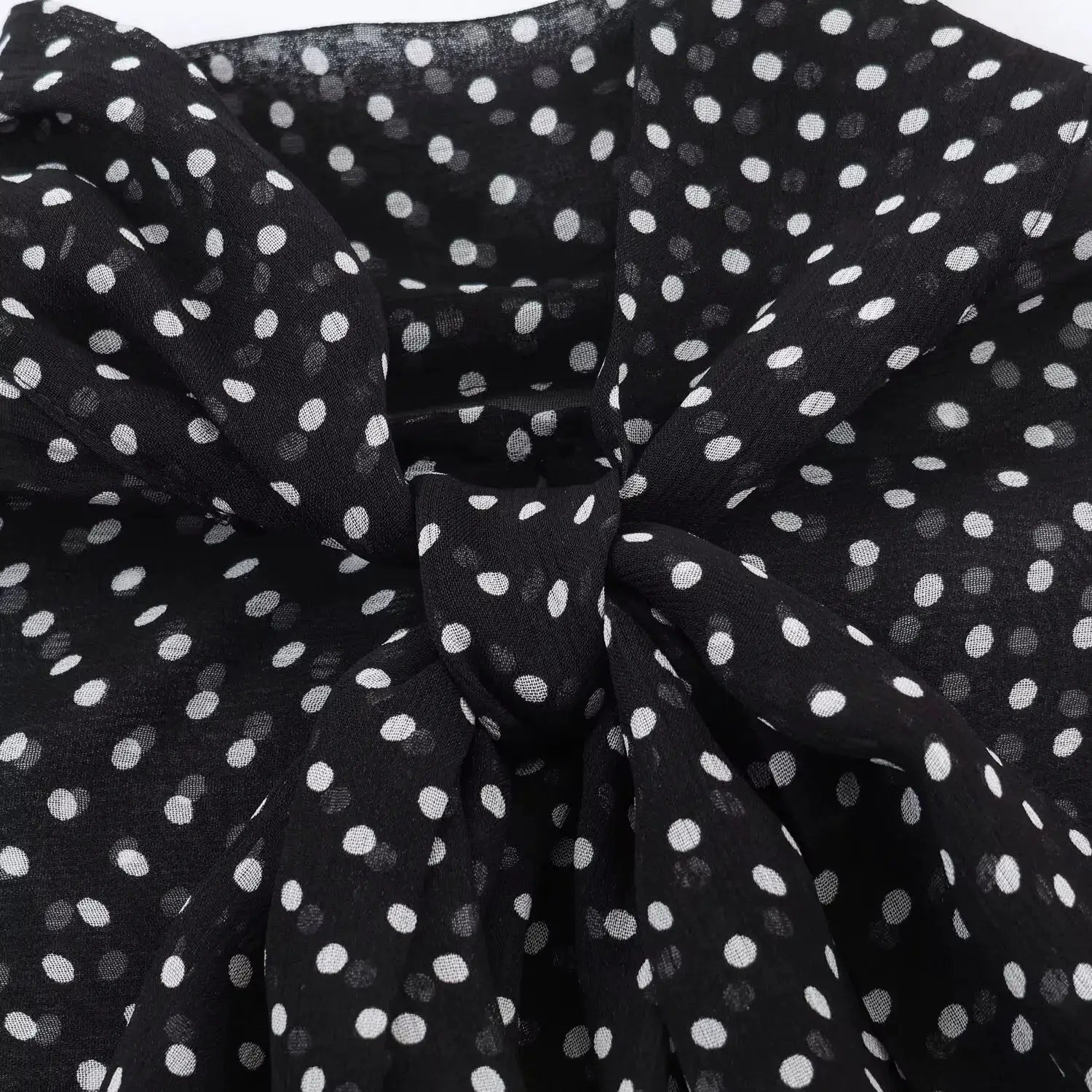Polka Dot Two Piece Outfits For Women Bow Tie Blouse And Midi Skirt