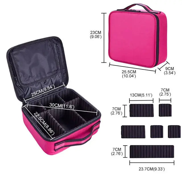 GlamGuard Professional Travel Makeup Case Waterproof Oxford Fabric Organizer For Brushes And Cosmetics