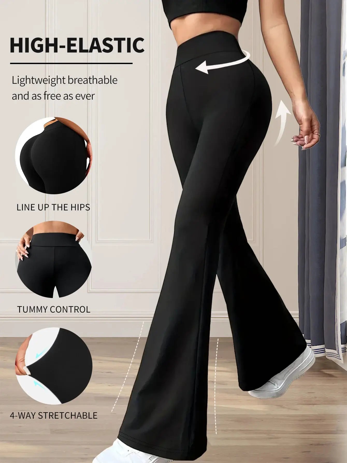NovaWear High Waisted Flared Pants For Women Stretchy Fabric Over Twenty Percent Spandex All Day Comfort