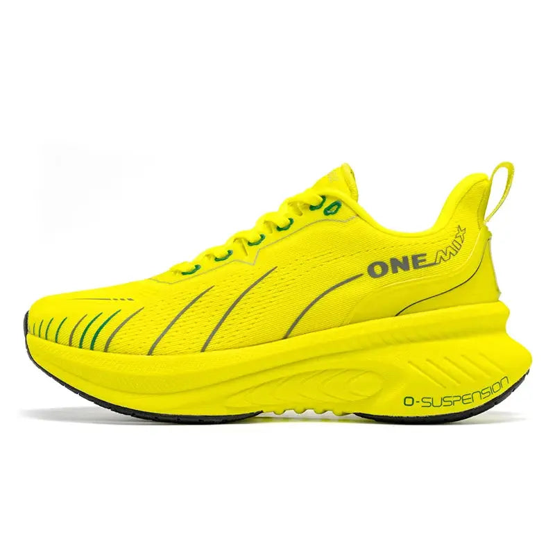 ONEMIX neon yellow lace-up running shoe with O-Suspension midsole
