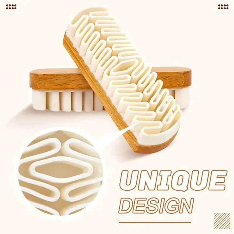 Simples Market suede cleaning brushes, wooden bases with white bristles (2-pack)