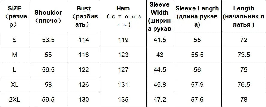 CHIC VEN Women Long Sleeve Shirts size chart by Simples Market showing S-2XL bust, hem, sleeve width, and sleeve length