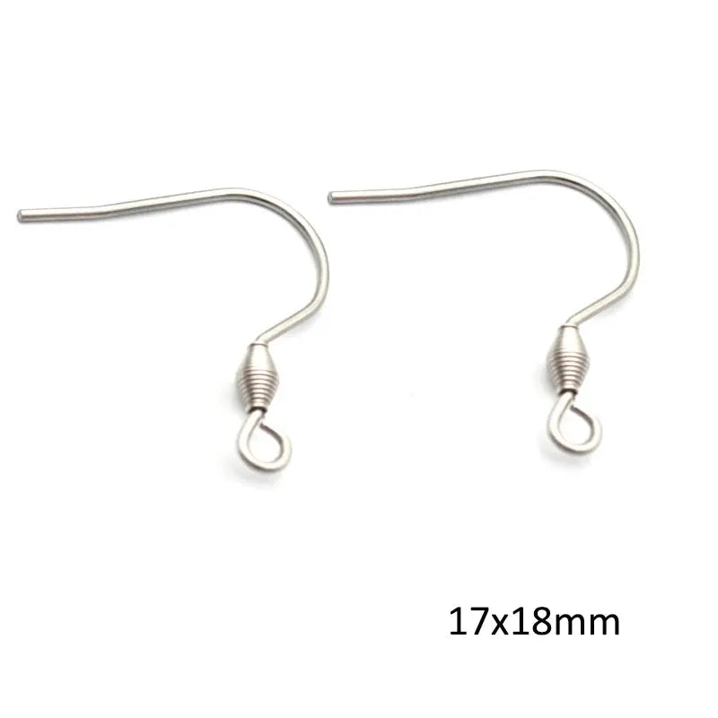 Simples Market stainless steel earwire hooks, two 17x18mm silver-tone findings for DIY earrings.
