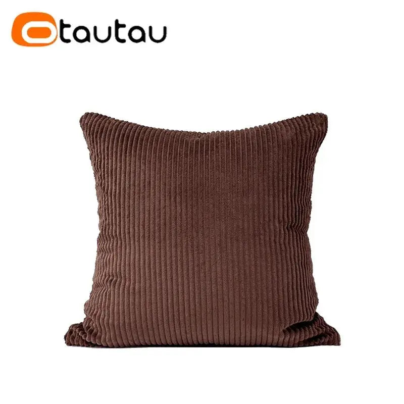 OTAUTAU brown cotton corduroy cushion cover without insert, available in multiple sizes.