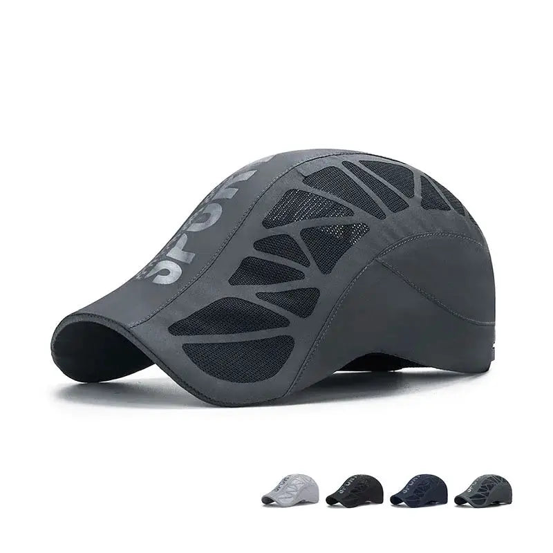 Men Quick Dry Sun Hat Breathable Mesh Sports Cap For Golf And Cycling Newsboy Flat Ivy Cap