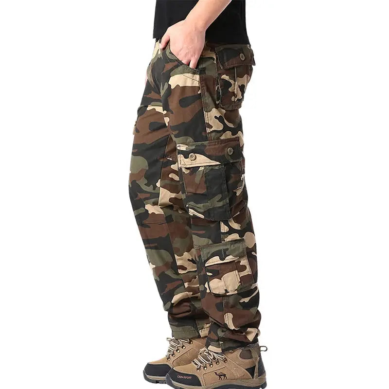 Men's tactical camouflage cargo pants by Simples Market, cotton with multiple pockets