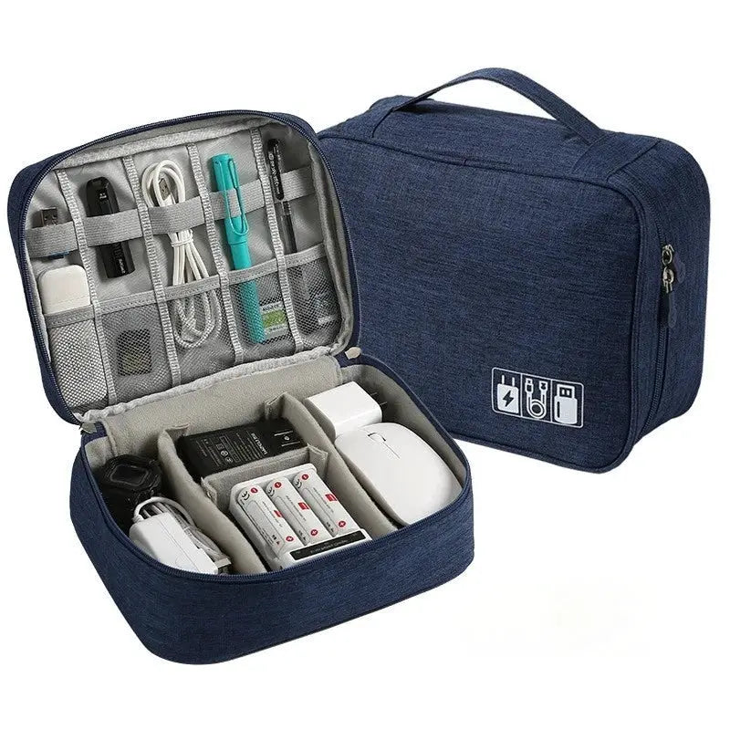 TravelMate Waterproof Cable Storage Bag Digital Organizer Portable USB Data Cable Charger Case With Compartments