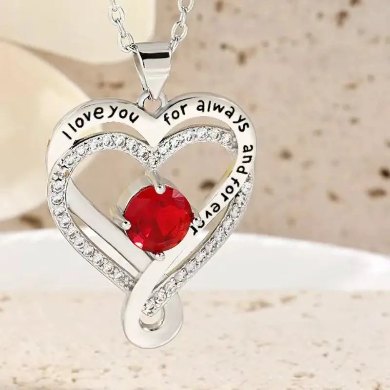 Heart Shaped Pendant Necklace Hollow Design Rhinestone Zinc Alloy for Women Gift for Best Friends Mothers Day Party Wear