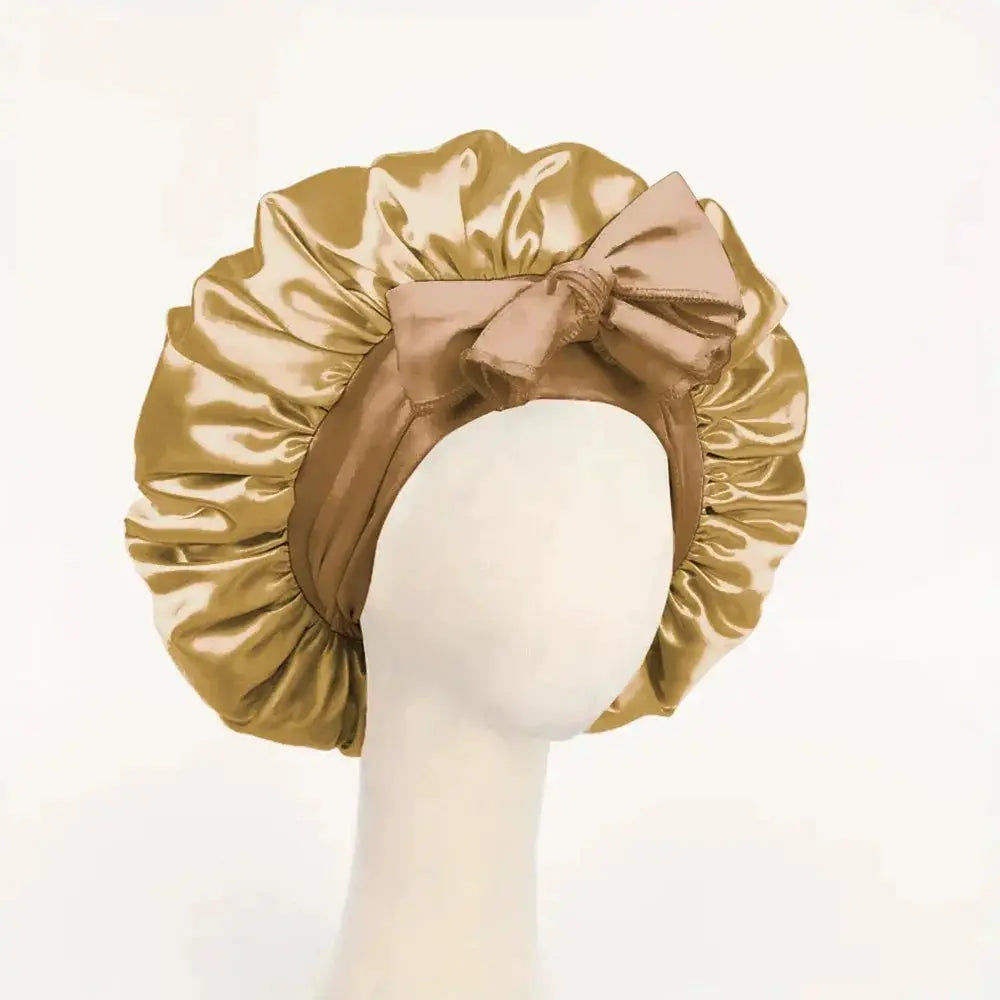 SilkNest Satin Silk Bonnet Adjustable Sleep Cap With Tie Band For Frizz Free Hair Keeps Hair Smooth Overnight