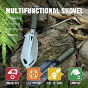 Simples Market stainless steel multifunctional shovels, handheld camping digging tools with green paracord, 2 shown