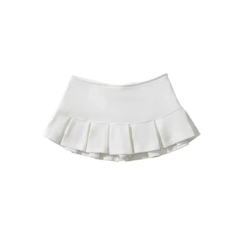 Mooyufon fabric Y2K mini skirt light grey with wide pleats casual skort
