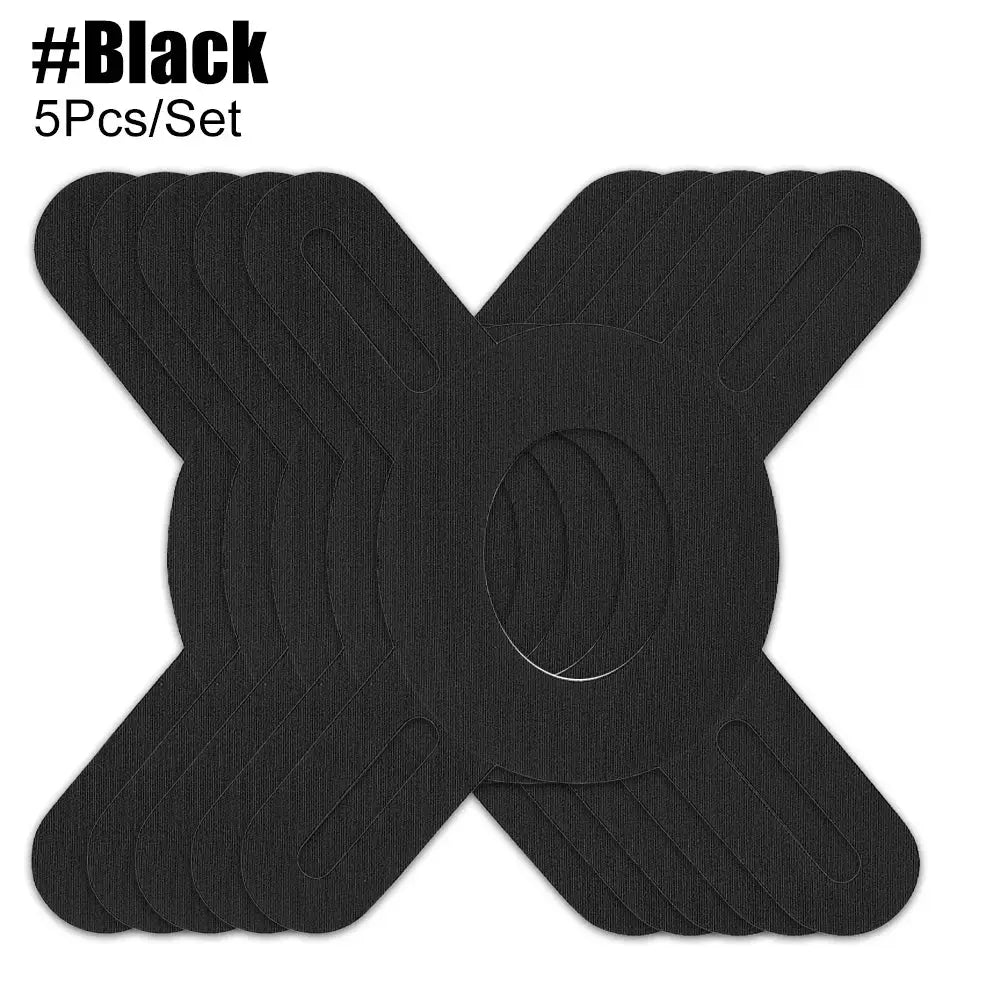 Black knee kinesiology tape set, 5 pieces, precut, professional-grade elastic tape for knee support