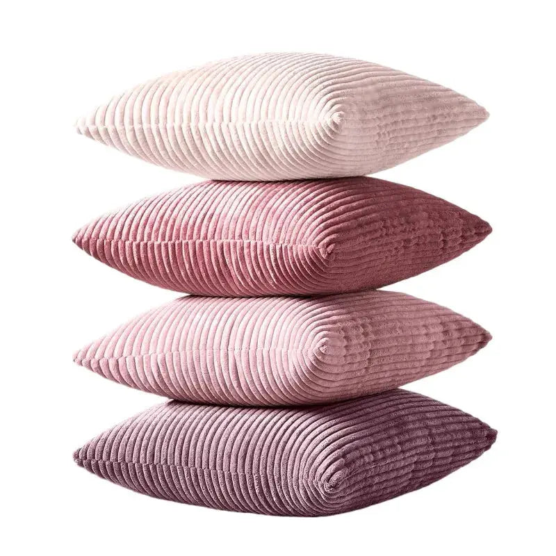 Corduroy pillow covers, 4-pack in lilac-pink with ribbed texture for sofa or bed
